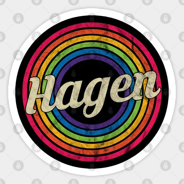 Hagen - Retro Rainbow Faded-Style Sticker by MaydenArt